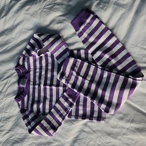 Hanna Andersson purple white striped pajamas 120 6-7
